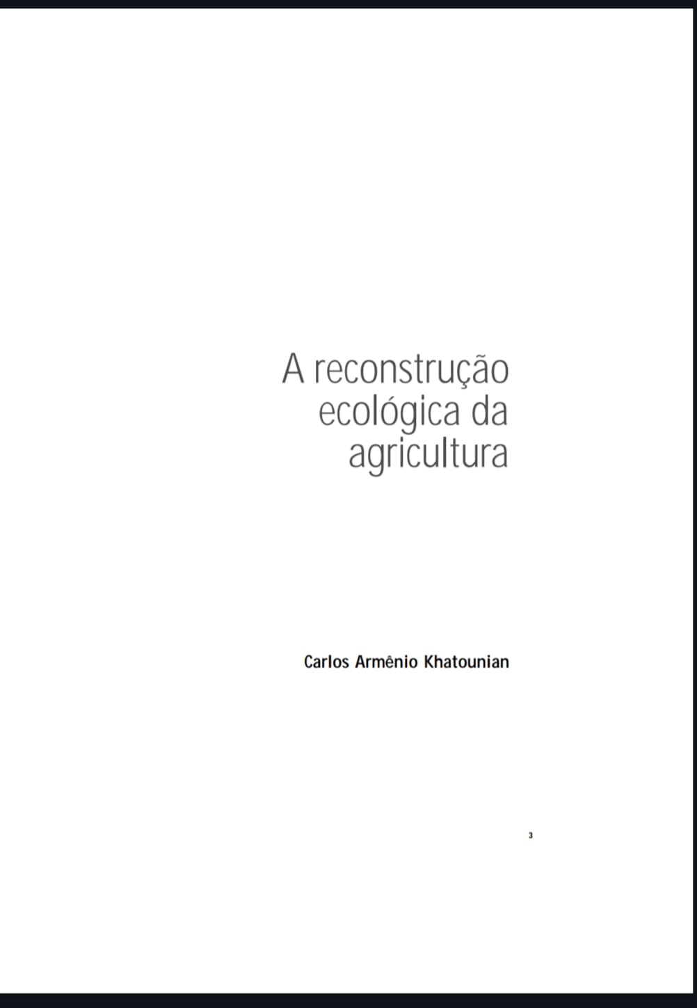 Capa de A reconstrução ecológica da agricultura pdf
