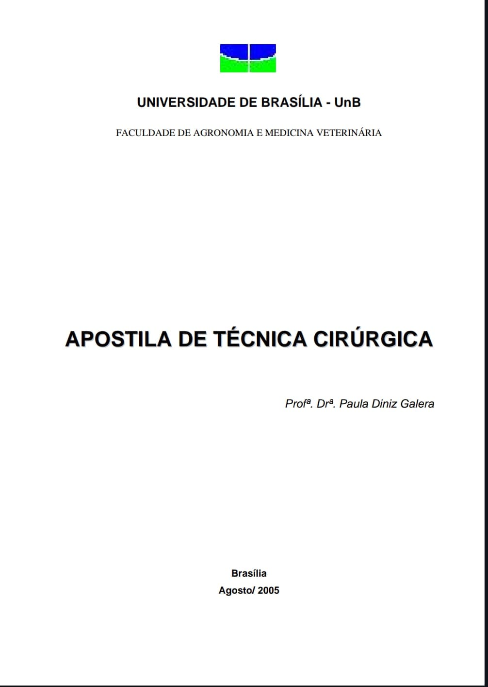 Capa de APOSTILA DE TÉCNICA CIRÚRGICA pdf