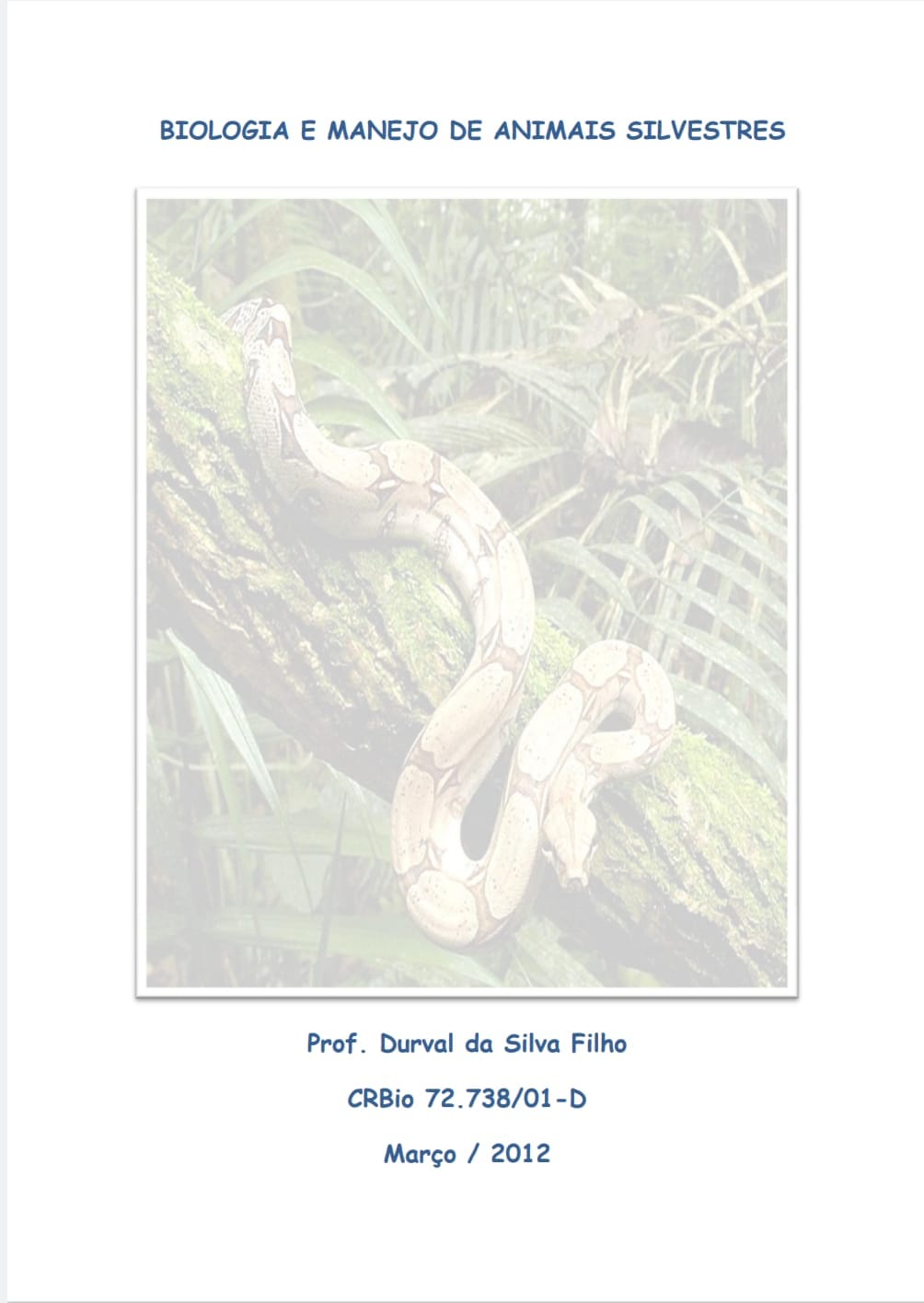 Capa de BIOLOGIA DE ANIMAIS SILVESTRES pdf