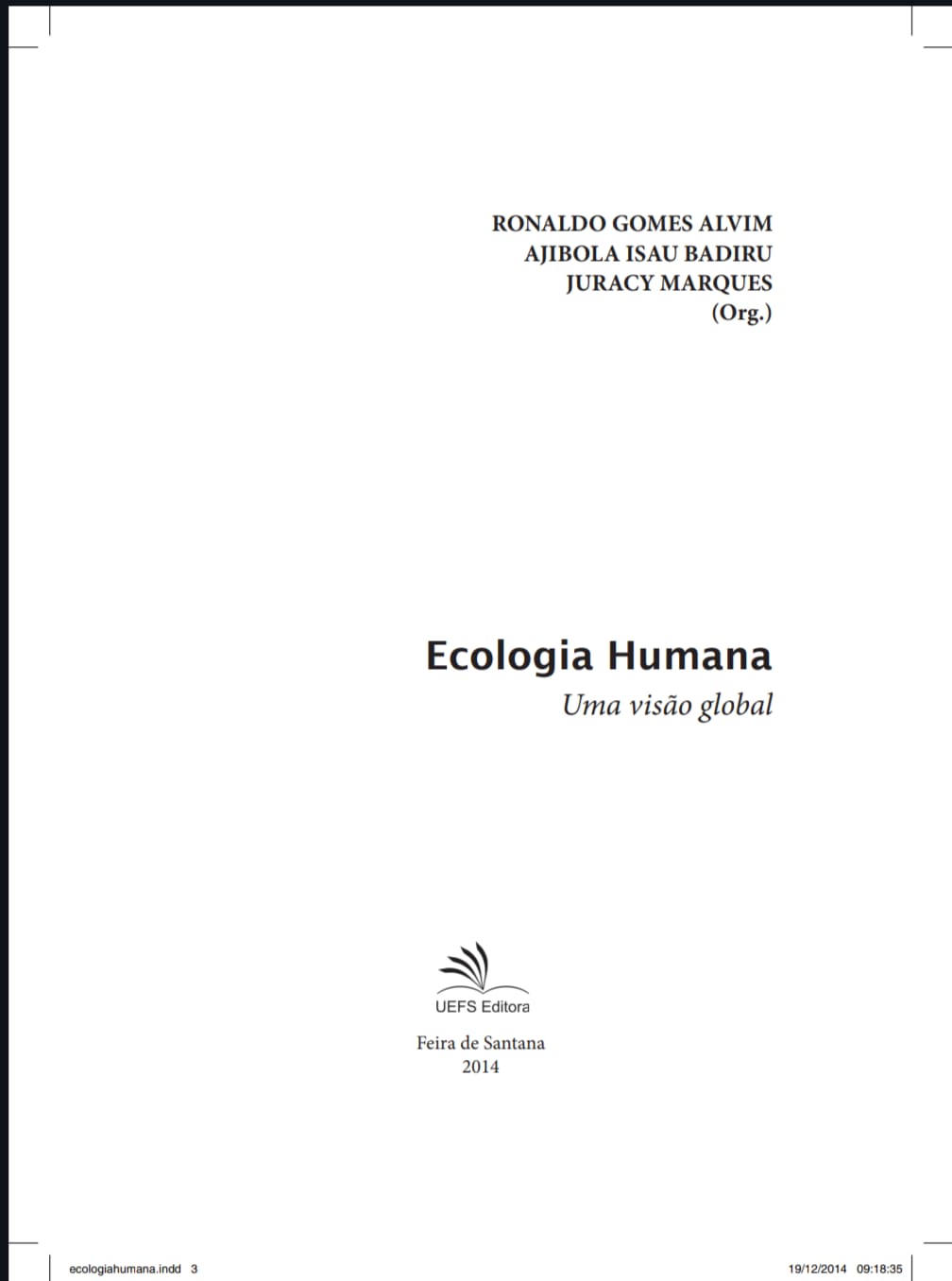 Capa de ECOLOGIA HUMANA pdf