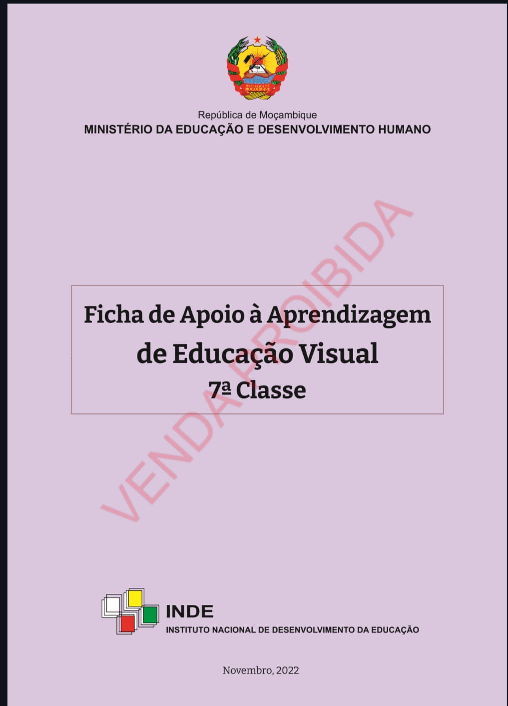 Capa de Educação Visual 7ª Classe PDF Moçambique