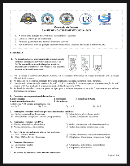Capa de Exame de Biologia – 2020 (UP): Conteúdos, Estrutura e Guia de Preparação