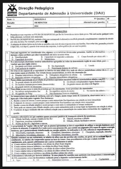 Capa de Exame de Biologia I – 2024: Fundamentos Essenciais e Guia Completo de Estudo