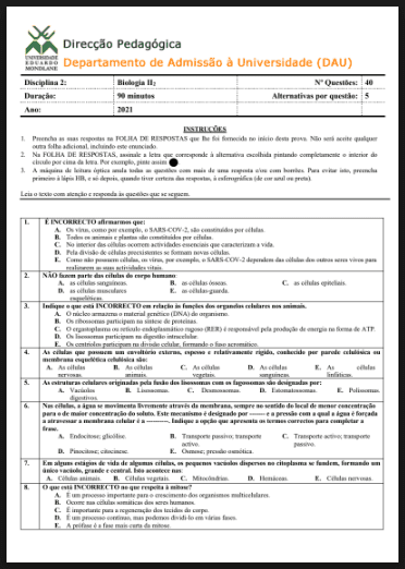 Capa de Exame de Biologia II – 2021: Conteúdos Intermediários e Guia Completo de Preparação