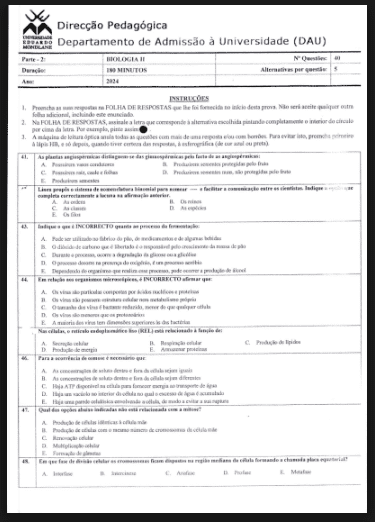 Capa de Exame de Biologia II – 2024: Conteúdos Essenciais, Revisão Guiada e Preparação Completa