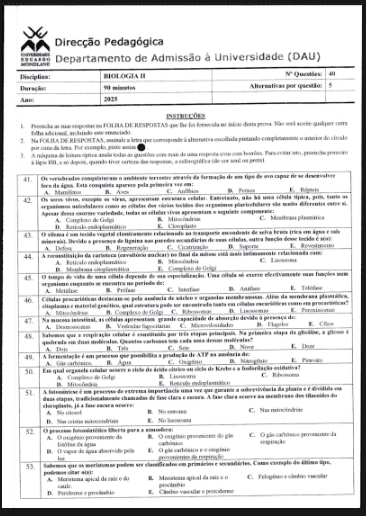 Capa de Exame de Biologia II – 2025: Conteúdos Atualizados e Preparação Estratégica