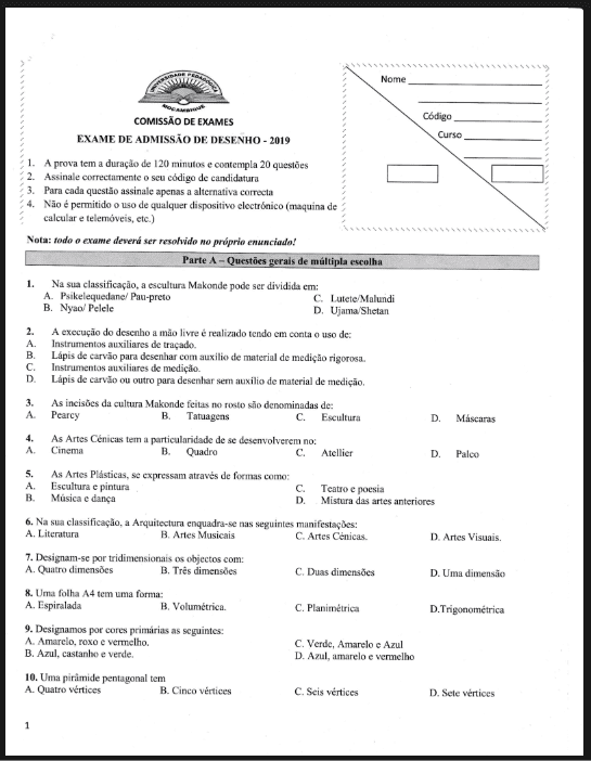 Capa de Exame de Desenho – 2019 (UP): Conteúdos, Estrutura e Dicas de Estudo