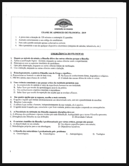Capa de Exame de Filosofia – 2019 (UP): Conteúdos Essenciais e Guia de Estudo