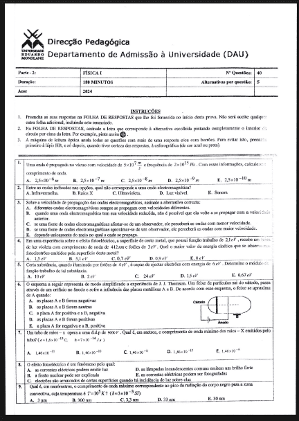 Capa de Exame de Física I – 2024: Conteúdos Fundamentais e Guia de Preparação