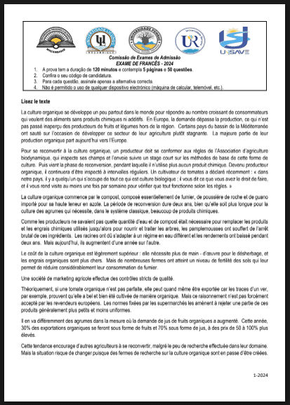 Capa de Exame de Francês – 2024 (UP): Conteúdos e Guia de Estudo Completo