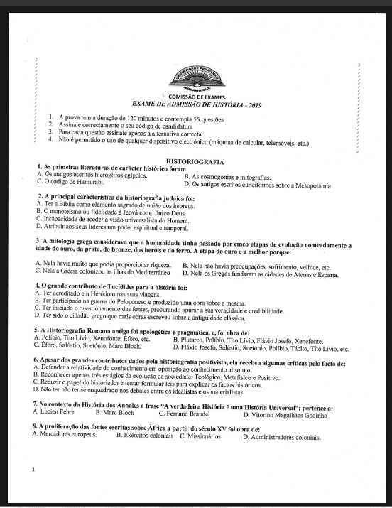 Capa de Exame de História – 2019 (1) (UP): Conteúdos Avaliados e Dicas de Estudo