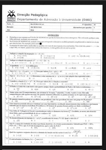 Capa de Exame de Matemática I – 2024: Conteúdos Fundamentais e Guia Completo de Preparação