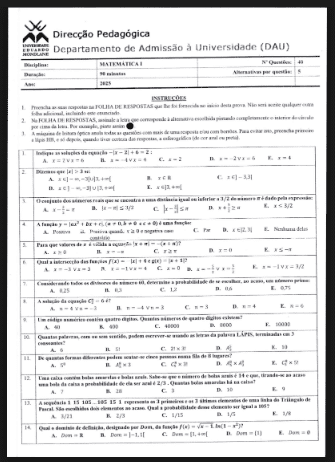 Capa de Exame de Matemática I 2025 da UEM: Guia Completo de Conteúdos, Dicas e Preparação