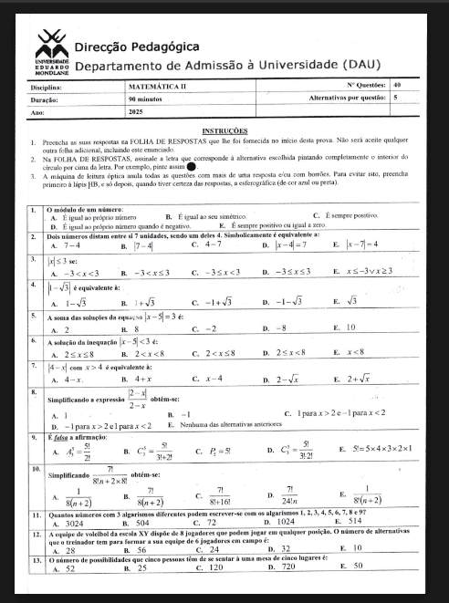 Capa de Exame de Matemática II – 2025: Conteúdos Atualizados e Guia Completo de Preparação
