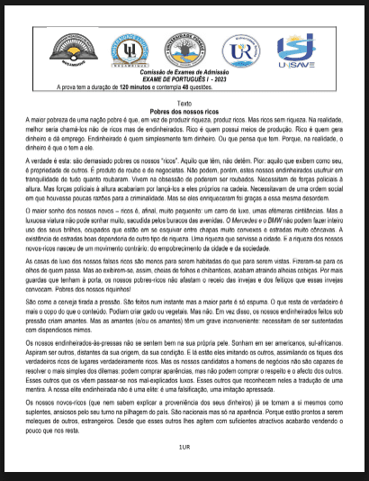 Capa de Exame de Português I – 2023 (UP): Conteúdos e Guia de Estudo Completo