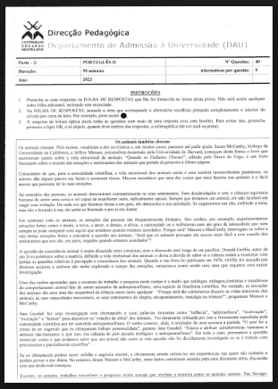 Capa de Exame de Português II – 2023: Interpretação, Gramática e Produção Escrita