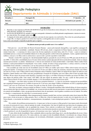 Capa de Exame de Português III – 2021: Interpretação Avançada e Produção Escrita