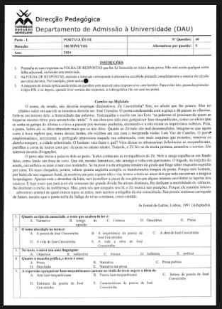 Capa de Exame de Português III – 2024: Conteúdos, Interpretação e Redação