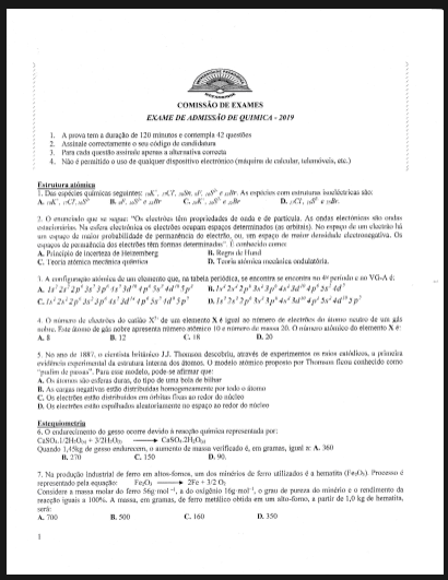 Capa de Exame de Química – 2019 (UP): Conteúdos Essenciais e Dicas de Preparação