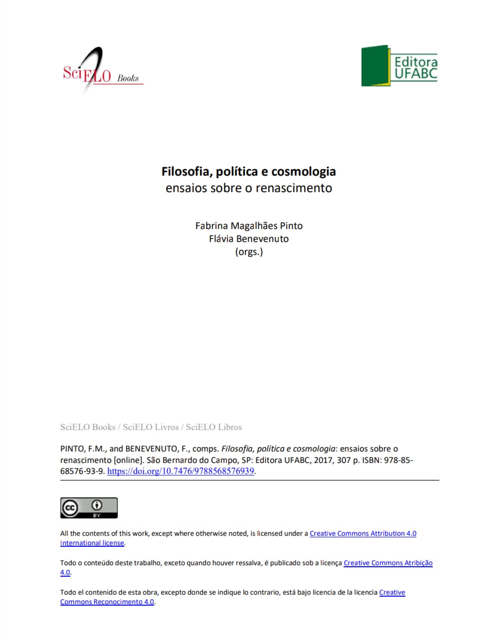 Capa de Filosofia, política e cosmologia pdf