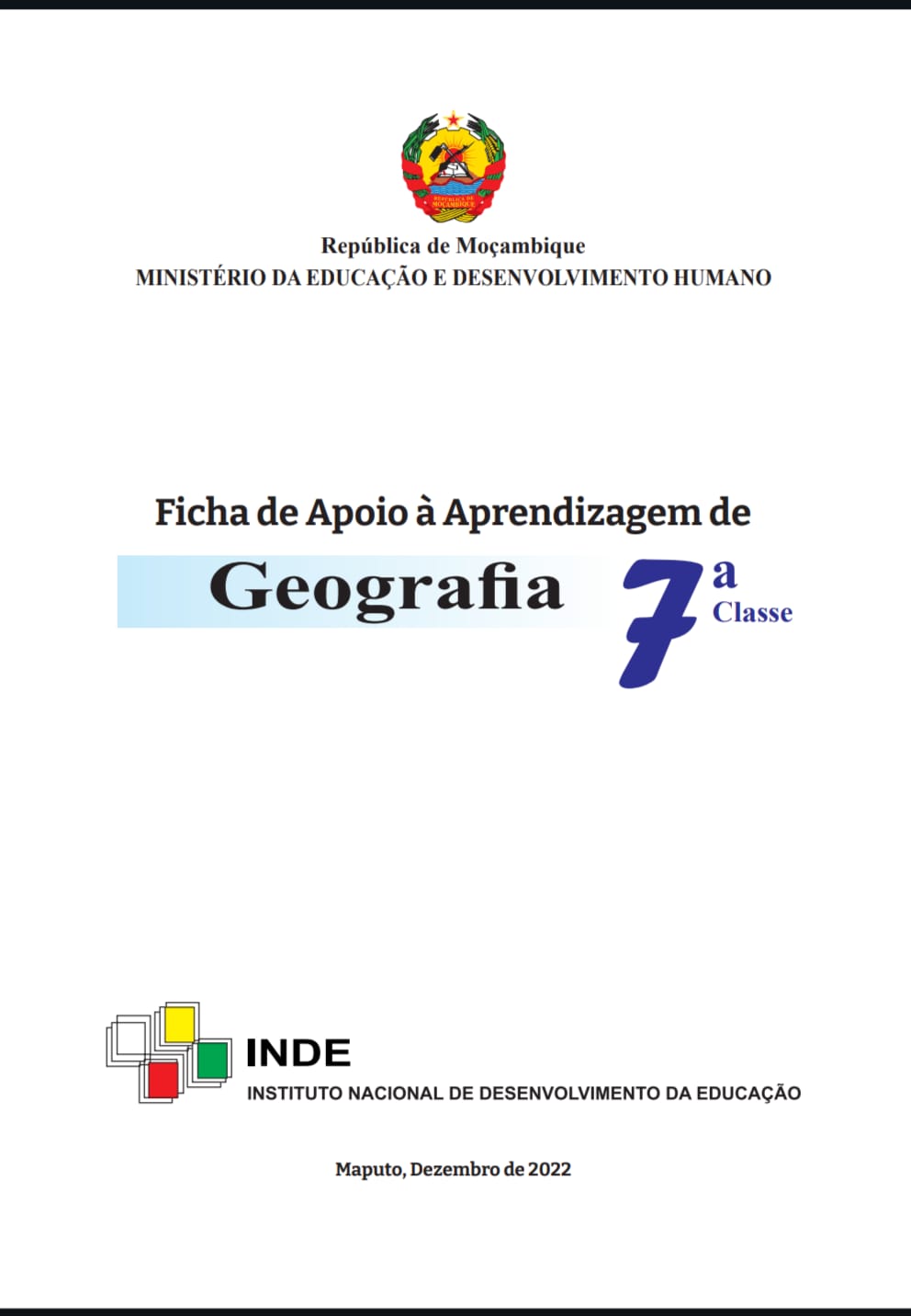 Capa de Geografia 7ª Classe PDF Moçambique