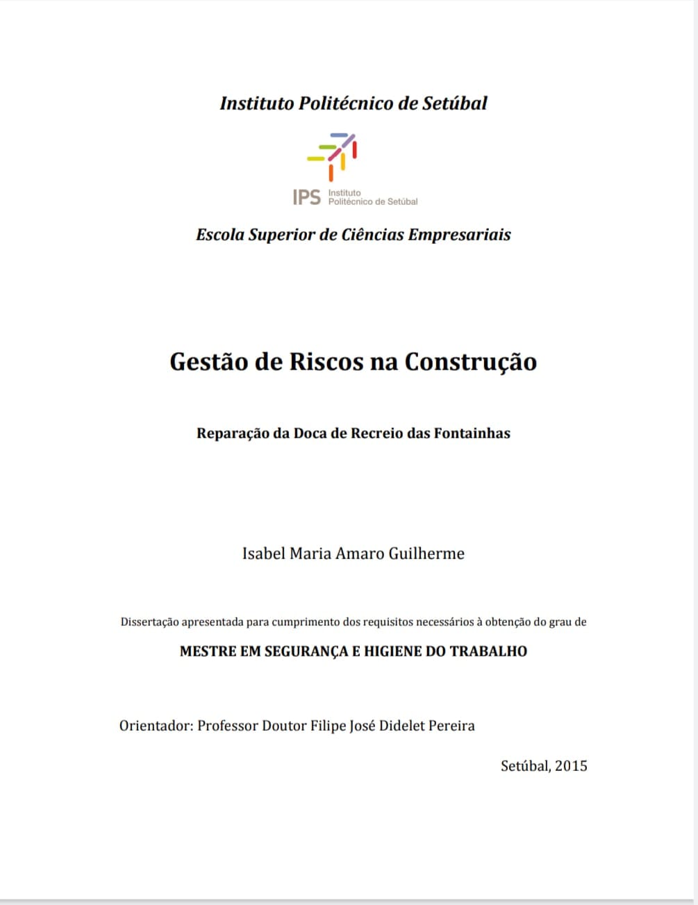 Capa de Gestão de Riscos na Construção pdf