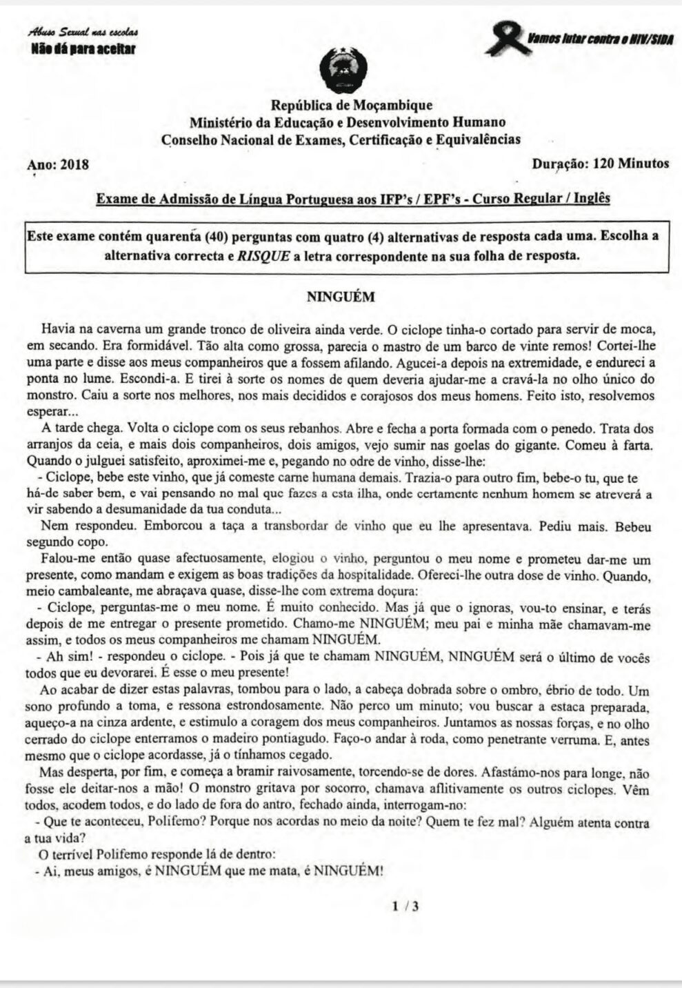 Capa de Guia de Resolução – Exame de Português