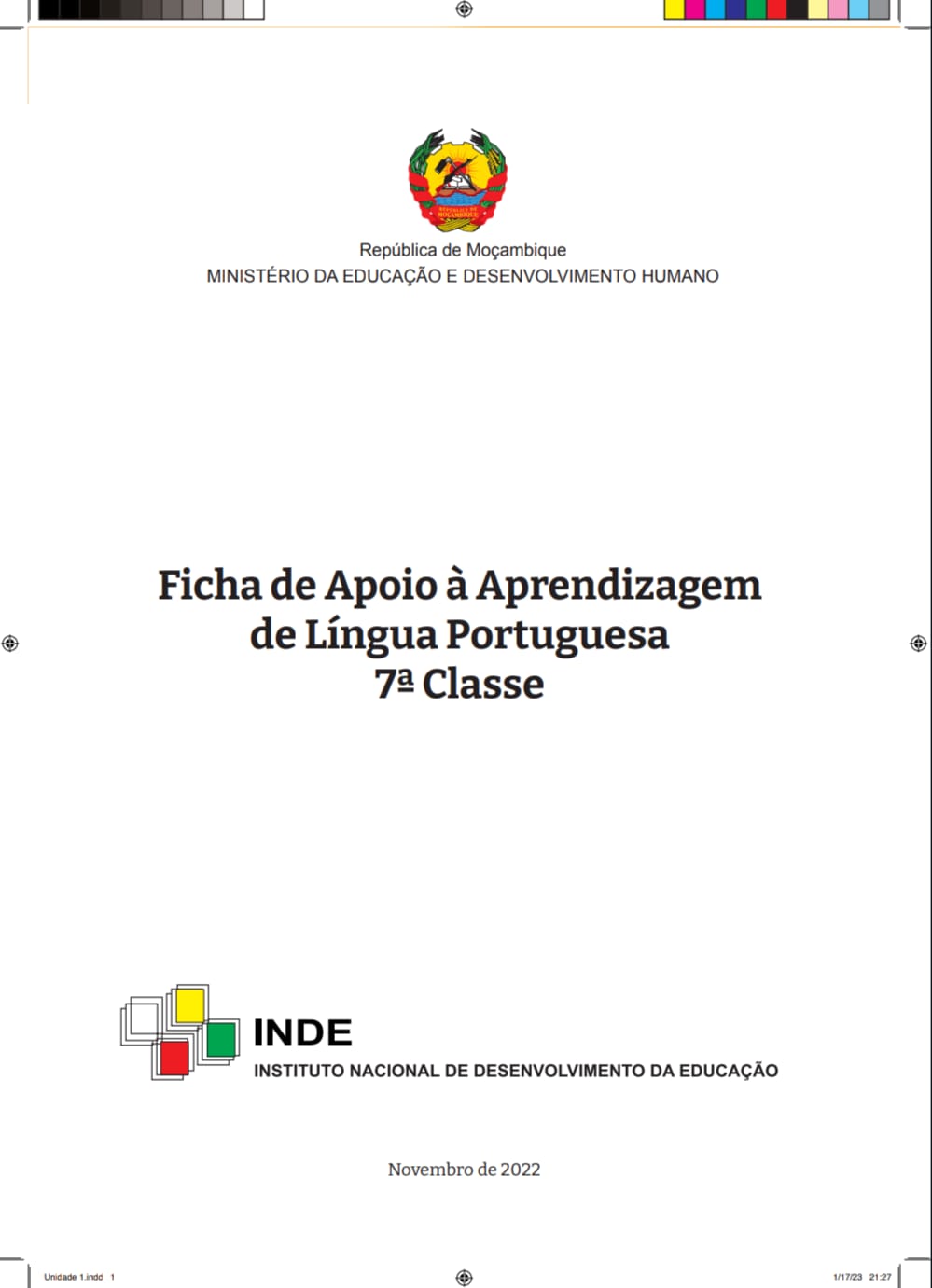 Capa de Língua Portuguesa 7ª Classe PDF Moçambique