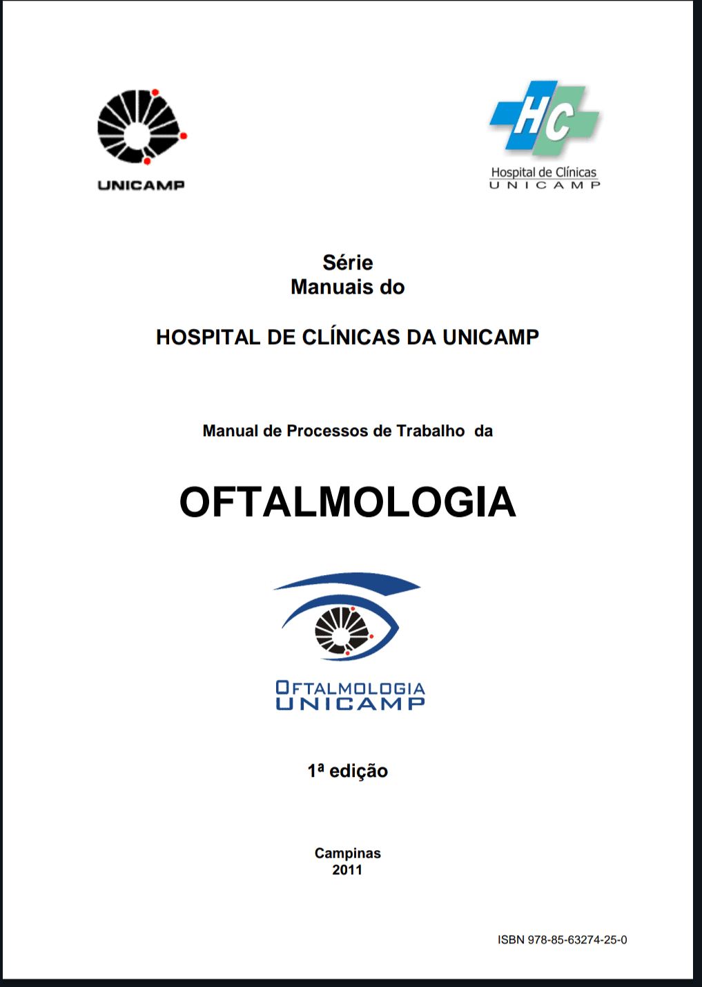 Capa de Manual de Processos de Trabalho da Oftalmologia