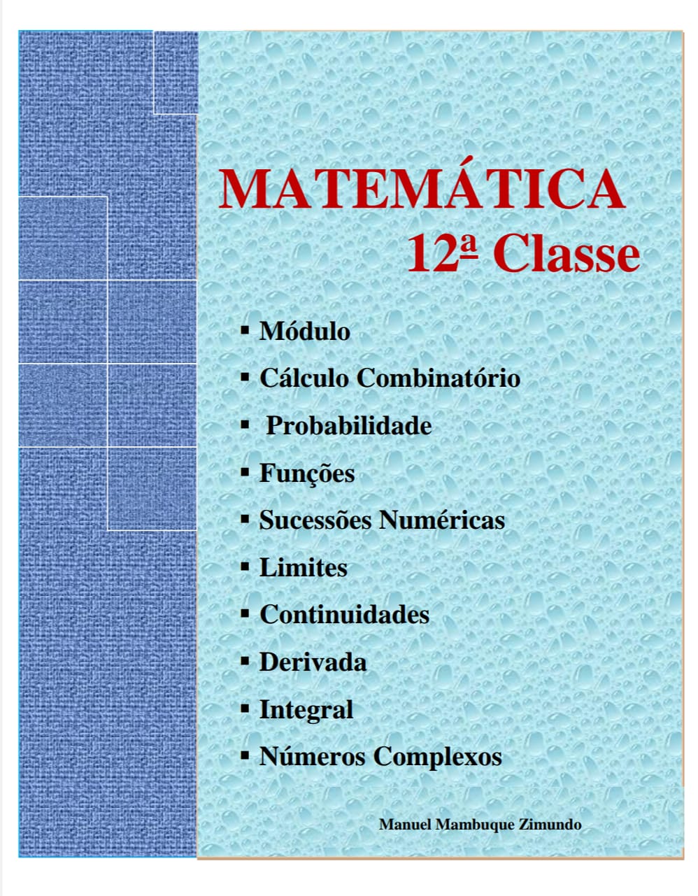 Capa de Matemática 12ª Classe PDF Moçambique —  Livro Escolar