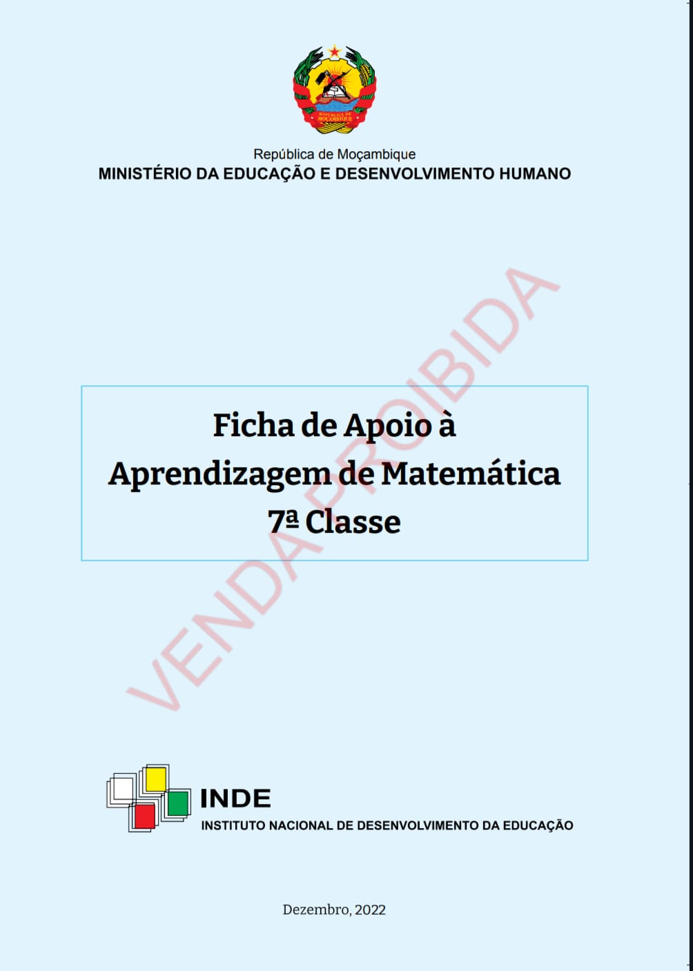 Capa de Matemática 7ª Classe PDF Moçambique