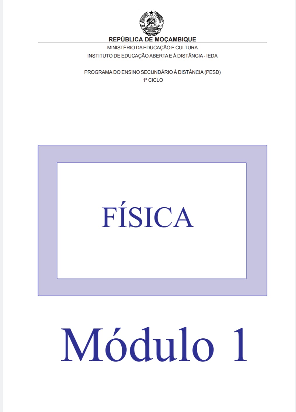 Capa de Módulo de Física 9ª Classe PDF Moçambique