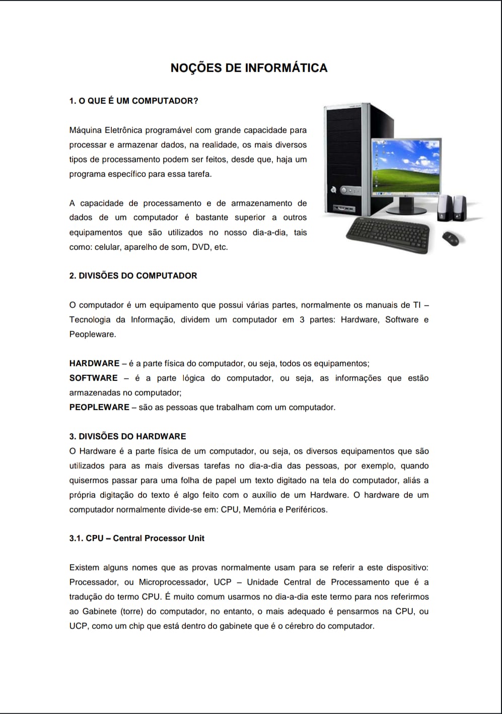 Capa de NOÇÕES DE INFORMÁTICA pdf