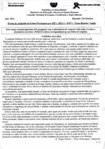 Exame de Inglês 2015 10ª Classe