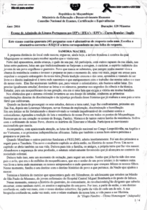 Exame de Inglês 2015 10ª Classe