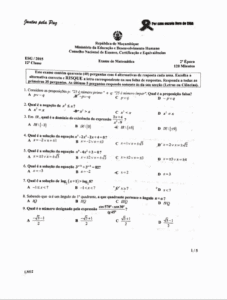 Exame de Matemática IFP 2015 com Resolução